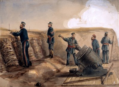 A 13-inch Mortar of the Royal Artillery in Action, 1855 by Lt. Henry James Alderson