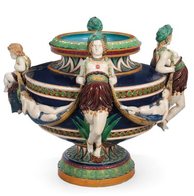 Large Minton Majolica Jardiniere, c.1870 by Ltd Mintons