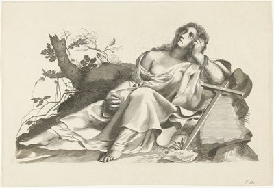 Personification of Hope Sitting with a Cross by Lubertus Teunis van Deth