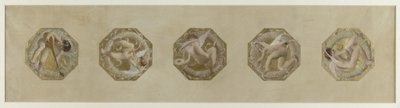 Sketch for Hôtel de Ville de Paris, Festive Staircase: Geniuses Bearing Festive Attributes, early 1888 by Luc Oliver Merson