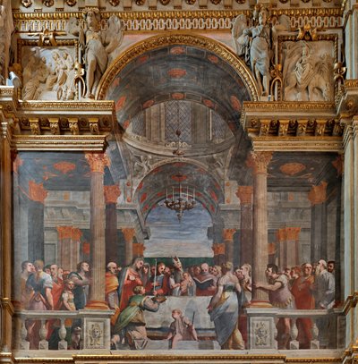 Genoa, Duomo (St Lawrence Cathedral), inside, The Lercari Chapel or The Chapel of the Blessed Sacrament (Northern apse), Northern side: "The Presentation in the Temple", fresco by Luca Cambiaso by Luca Cambiaso
