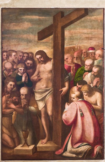 Genoa, Duomo (St Lawrence Cathedral), sacristy, chapel: "Eucharistic Christ adored by Saints", by Luca Cambiaso, about 1580 by Luca Cambiaso