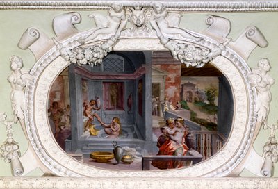Scenes of bath, seduction. Fresco by Luca Cambiaso by Luca Cambiaso