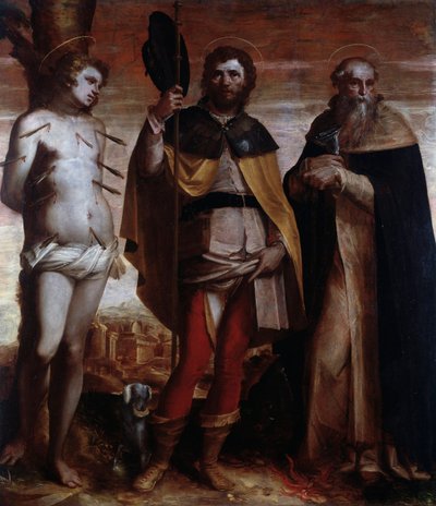 St Roch, St Sebastian and St Anthony the Great by Luca Cambiaso