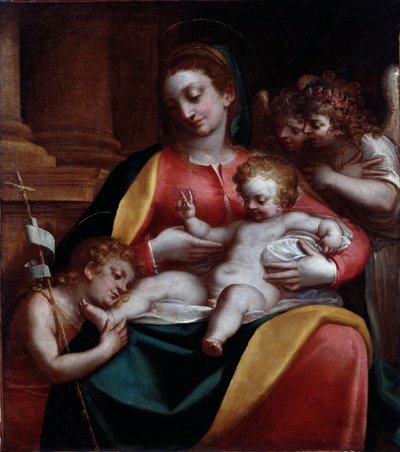 Virgin with Child with St John the Baptist by Luca Cambiaso