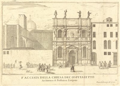 Facade of the Church of the Little Hospital (plate 33) by Luca Carlevariis