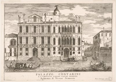Plate 85: View of the Contarini Palace in Campo San Trovaso, Venice, 1703, from The Buildings, 1703 by Luca Carlevarijs