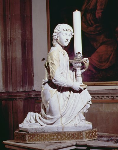 Angel holding a candle (glazed ceramic) by Luca Della Robbia