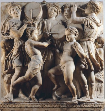 Children and cherubs dancing, singing and playing (detail) by Luca Della Robbia