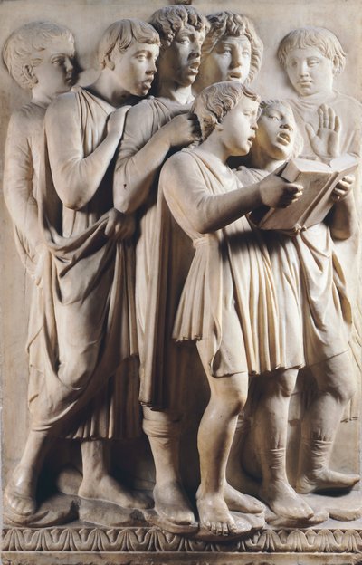 Children and Cherubs Singing (detail) by Luca Della Robbia