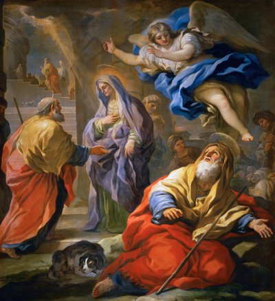 Joachim Receiving the Promise, and Meeting of Saints Joachim and Anne at the Golden Gate by Luca Giordano