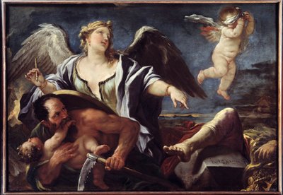 History Writing Recepts on the Back of Time by Luca Giordano