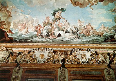 Neptune (detail of the ceiling in the gallery, c.1670-88) by Luca Giordano
