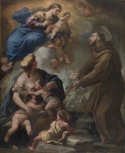 The Virgin and Child Appearing to Saint Francis of Assisi by Luca Giordano