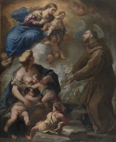 The Virgin and Child Appearing to Saint Francis of Assisi by Luca Giordano