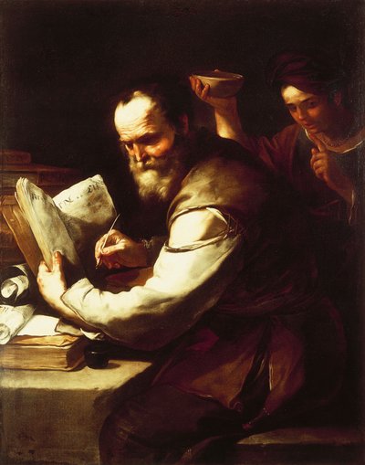 Xanthippe pouring water onto Socrates