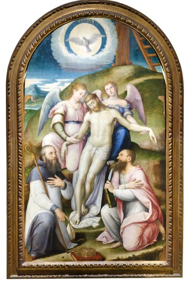 Dead Christ Supported by Angels Between Saint Bartholomew and the Abbot of Classe by Luca Longhi