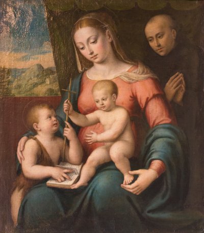 Virgin with Child, the Young St. John and a St. Nicholas of Tolentino by Luca Longhi