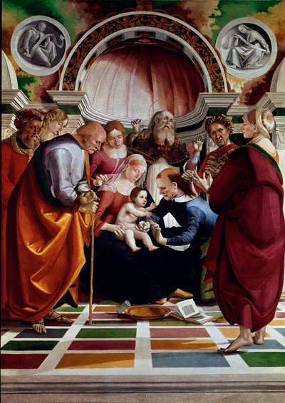Circumcision. Among the characters represented: Saint Joseph, the Virgin Mary, Jesus Christ and Saint Simeon. Painting by Luca Signorelli (ca. 1445-1523) by Luca Signorelli
