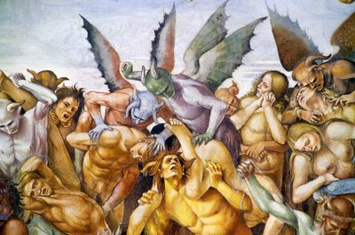 Damned in hell, from Last Judgment fresco cycle by Luca Signorelli