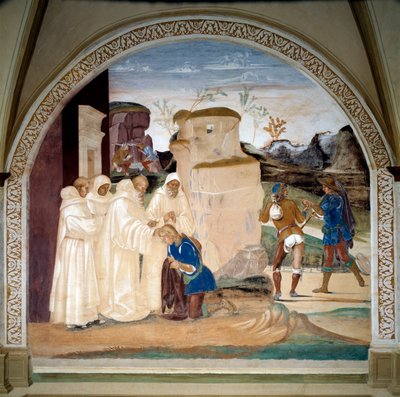Life of Saint Benedict of Nursie: Benedict Admonishes the Brother of Monk Valerian Who Has Broken His Fast by Luca Signorelli