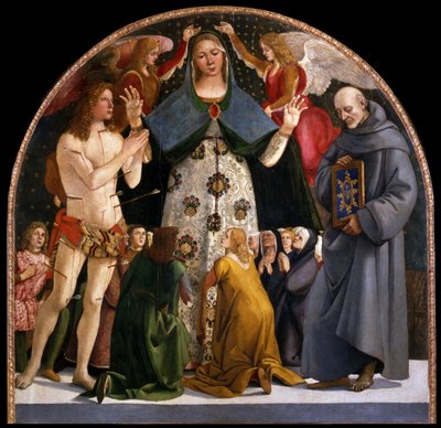 Madonna of Mercy and Saints Sebastian and Bernardino da Siena, c. 1490 by Luca Signorelli