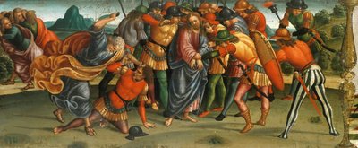 The Capture of Christ. Lamentation over the Dead Christ, Predella Panel, 1502 by Luca Signorelli