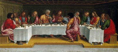 The Last Supper. Lamentation over the Dead Christ (Predella panel) by Luca Signorelli