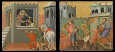 Holy Deacon Baptizes a Prison Neophyte, Holy Deacon Martyred in the Presence of a Roman Magistrate by Luca di Tommè