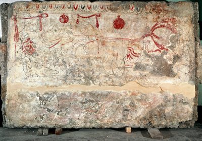 A quadriga Lucanian fresco from the 4th century BC, from the necropolis of Paestum, Italy by Lucanian School