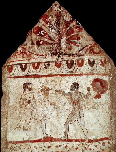 Two Athletes Playing Pugilat (Boxing) by Lucanian School