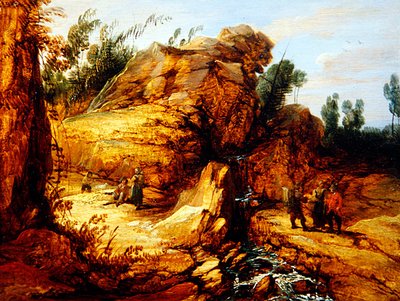 Peasants Resting by a Mountain Stream by Lucas Achtschellinck