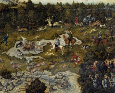 Hunting in honor of Charles V at Torgau Castle in Germany (Detail) by Lucas Cranach