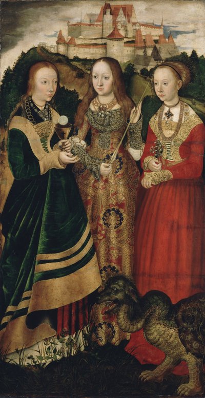 Altarpiece with the Martyrdom of Saint Catharine, Right Wing: The Saint Barbara, Ursula and Margaret by Lucas Cranach the Elder