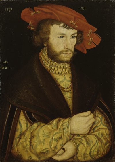 Portrait of a Bearded Young Man with Red Beret by Lucas Cranach the Elder