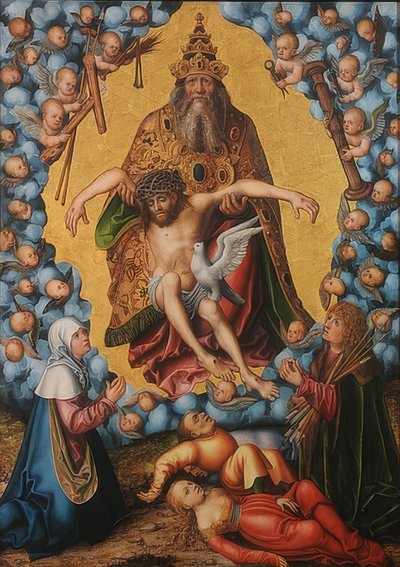 The Trinity, Venerated by Mary and Sebastian. Circa 1515 by Lucas Cranach the Elder
