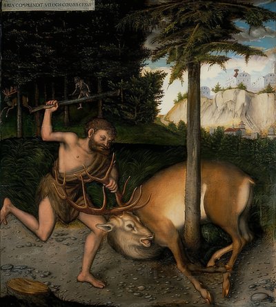 Hercules and the Ceryneian Hind. From the Series of the Labors of Hercules by Lucas Cranach the Elder