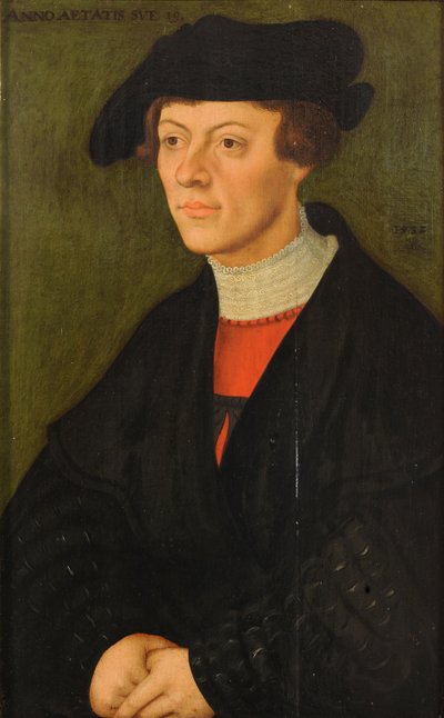 Portrait of a 19-year-old young man in black clothes by Lucas Cranach the Elder