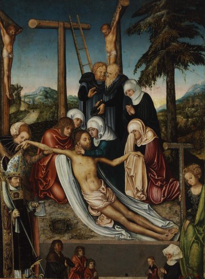 The Lamentation over Christ with Saints Wolfgang and Helena, c. 1525 by Lucas Cranach the Elder