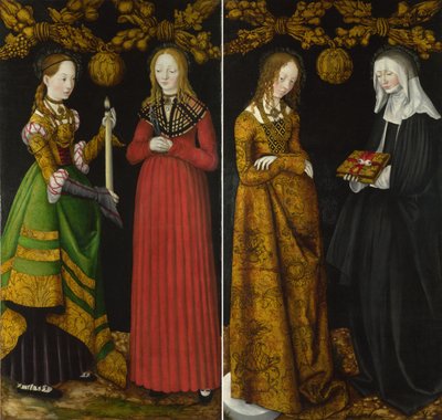 The Saints Genevieve and Apollonia and the Saints Christina and Ottilia by Lucas Cranach the Elder