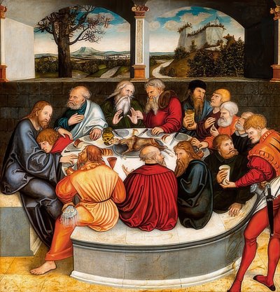 Reformation Altar, Central Panel of the Front: Martin Luther among the Apostles at the Last Supper. 1546/47 by Lucas Cranach the Younger