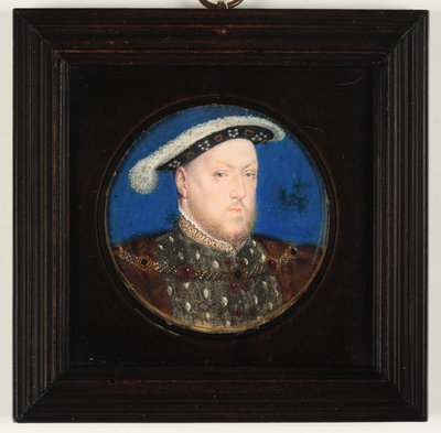 King Henry VIII in a grey goublet and fur gown by Lucas Horenbout or Hornebault
