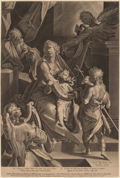 The Holy Family and Two Angels by Lucas Kilian, after Bartholomaeus Spranger