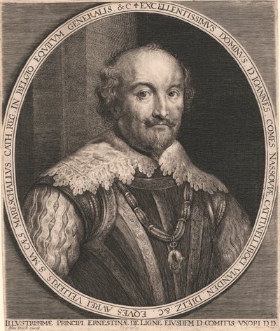 Excellentissimus Dominus, D. Joannes, Comes Nassouiae, Cattinelli Boci, Vianden Dietz & c. Eques Aurei Vellieris. S.Ma. Caes. Mareschallus Cath. Reg. in Belgio Equitum Generalis & c. by Lucas Vorsterman