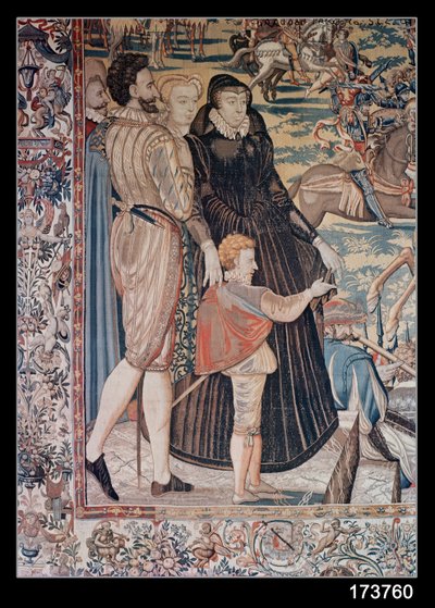 The Tournament, made by a Brussels workshop, c.1582-85 (detail) by Lucas de Heere