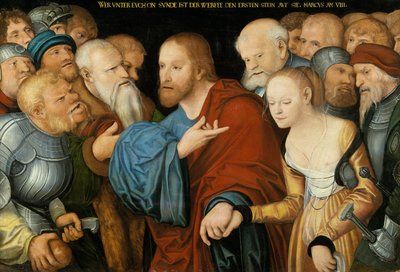 Christ and the Woman Taken in Adultery by Lucas studio of Cranach
