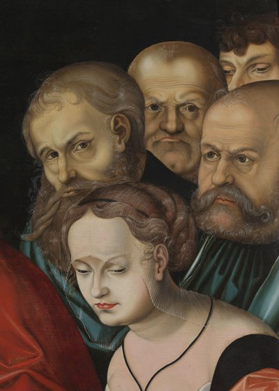 Christ and the Woman Taken in Adultery (detail) by Lucas the Elder (after) Cranach