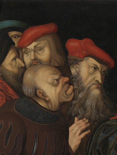 Christ and the Woman Taken in Adultery (detail) by Lucas the Elder (after) Cranach