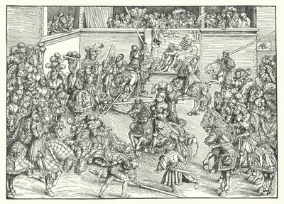 The Tournament with the Tapestry of Samson and the Lion by Lucas the Elder (after) Cranach