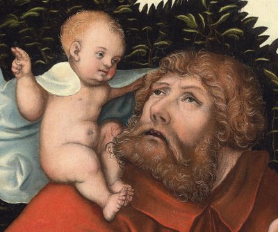 Saint Christopher carrying the Christ Child (detail) by Lucas the Elder (workshop of) Cranach